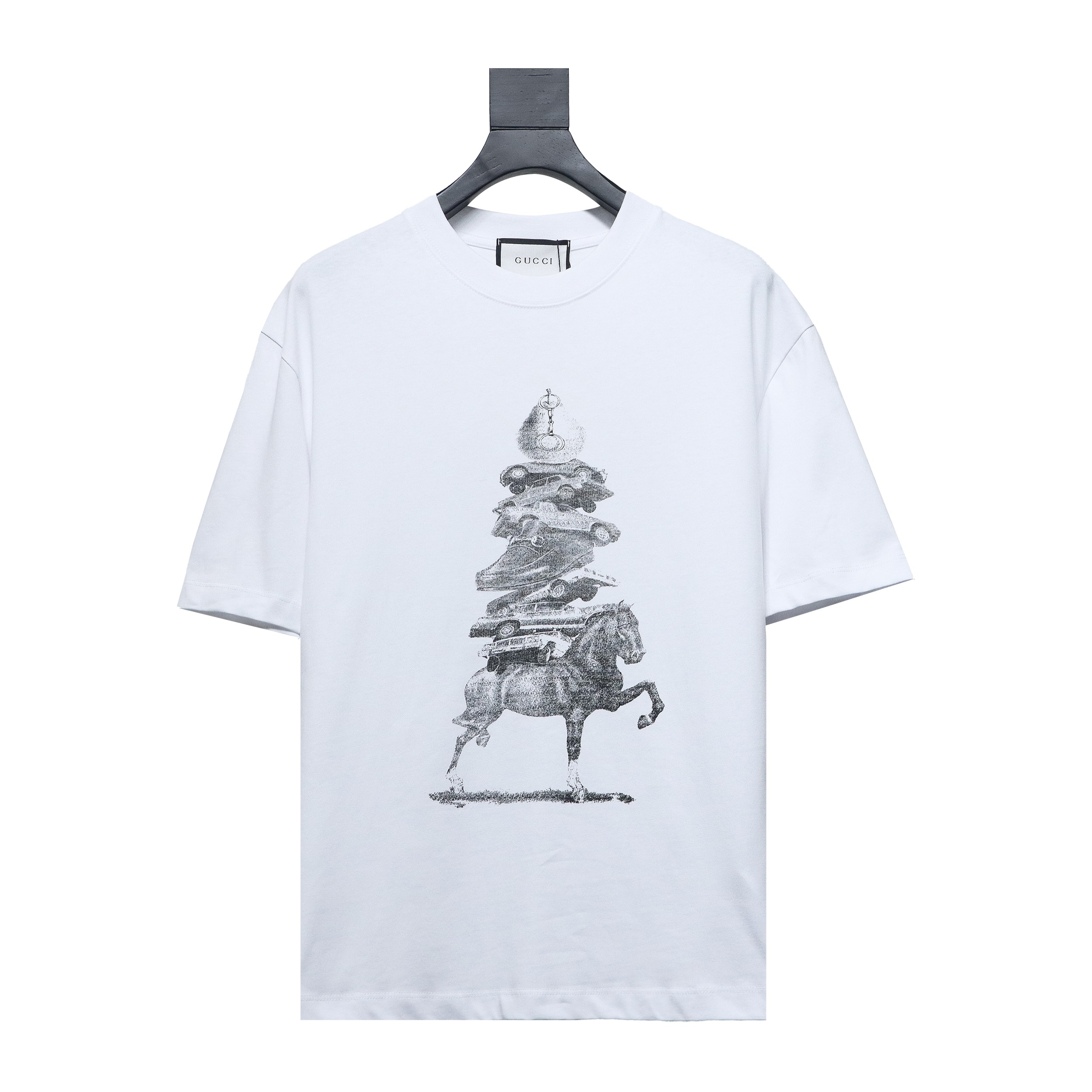 Gucci 24ss Horse Tower Print Short Sleeve White