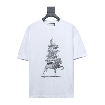 Gucci 24ss Horse Tower Print Short Sleeve White 01