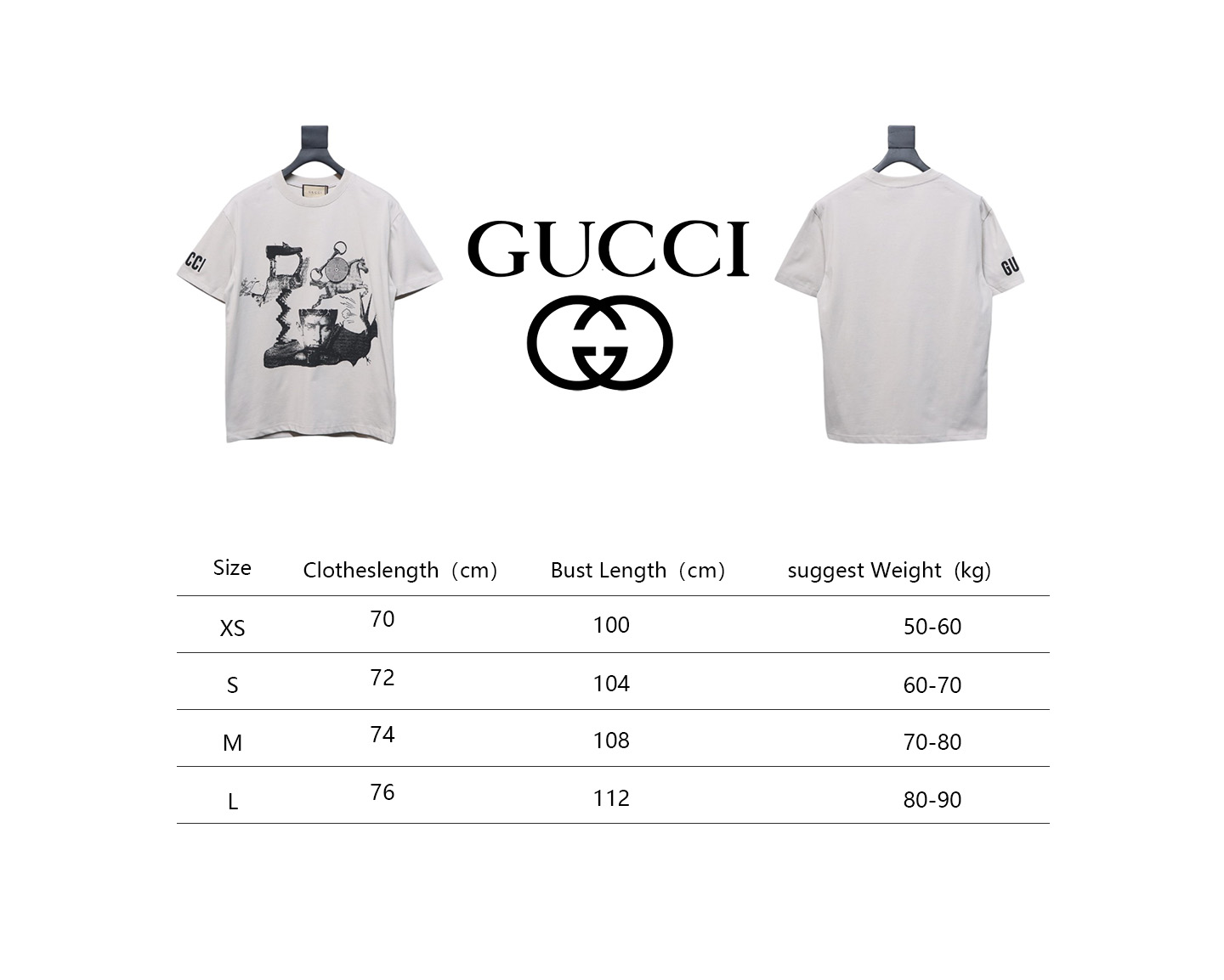 Gucci 24ss Sculpture Artwork Print Short Sleeve Grey