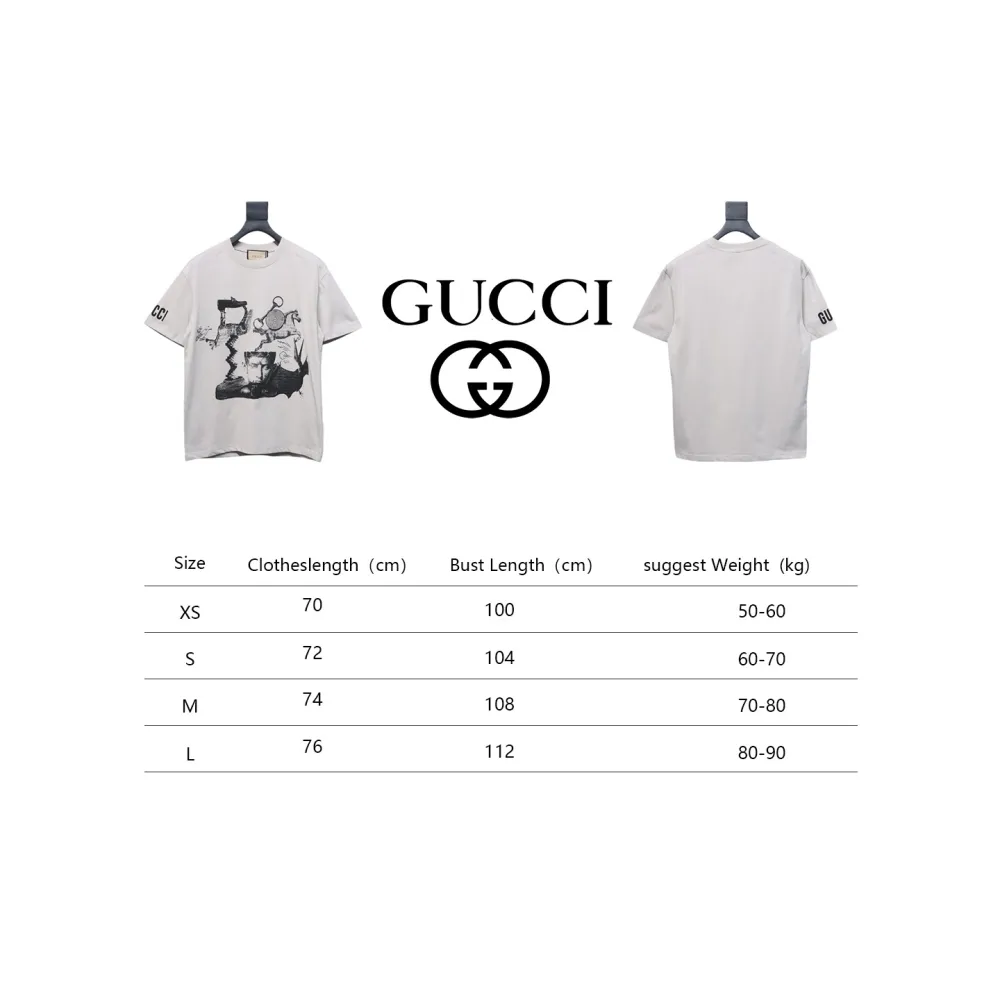 Gucci 24ss Sculpture Artwork Print Short Sleeve Grey