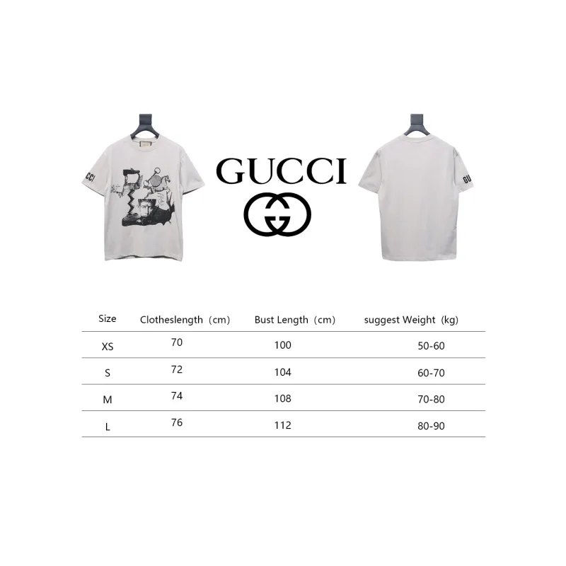 Gucci 24ss Sculpture Artwork Print Short Sleeve Grey