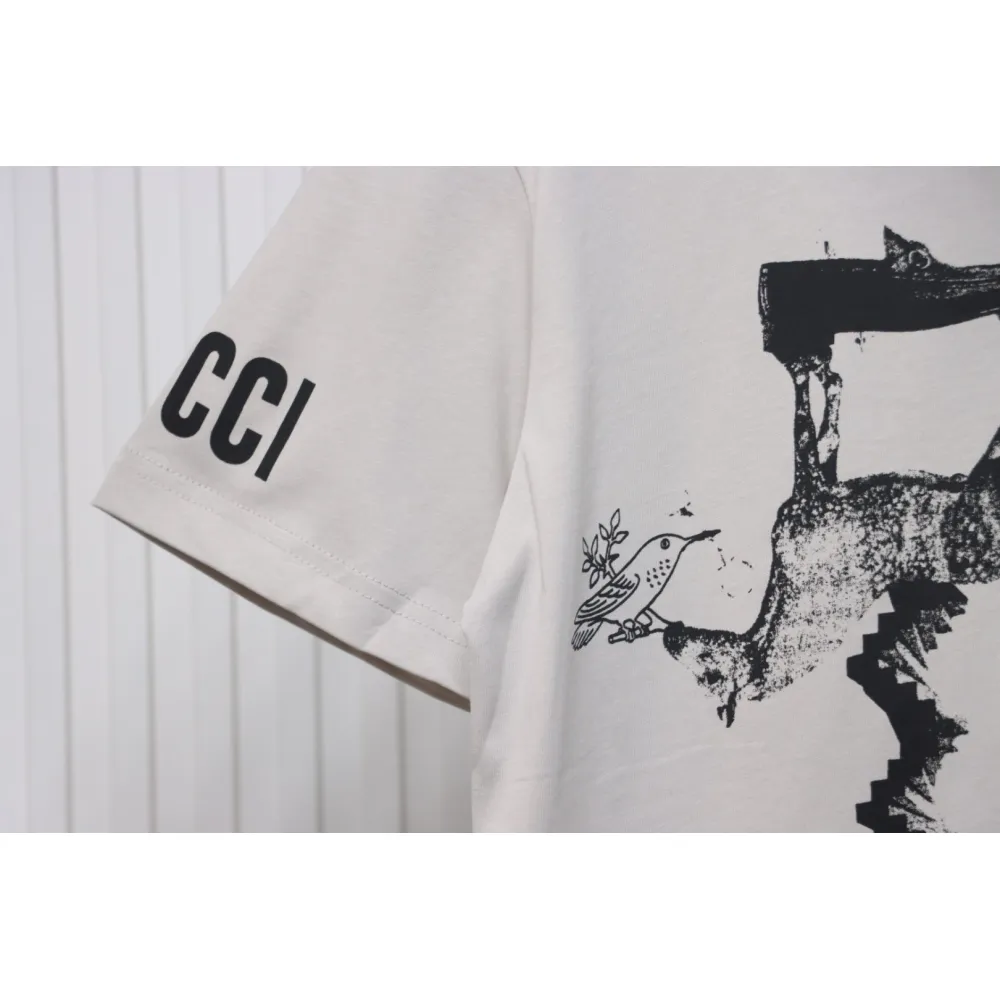 Gucci 24ss Sculpture Artwork Print Short Sleeve Grey