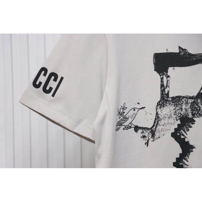 Gucci 24ss Sculpture Artwork Print Short Sleeve Grey
