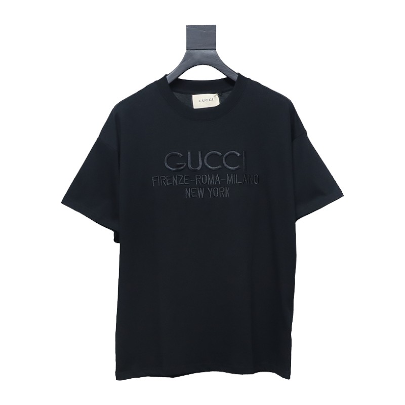 Gucci 25ss 3D embossed logo short-sleeved T-shirt black