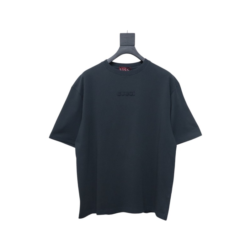 Gucci 25ss chest embroidered patch small logo short sleeves ash grey