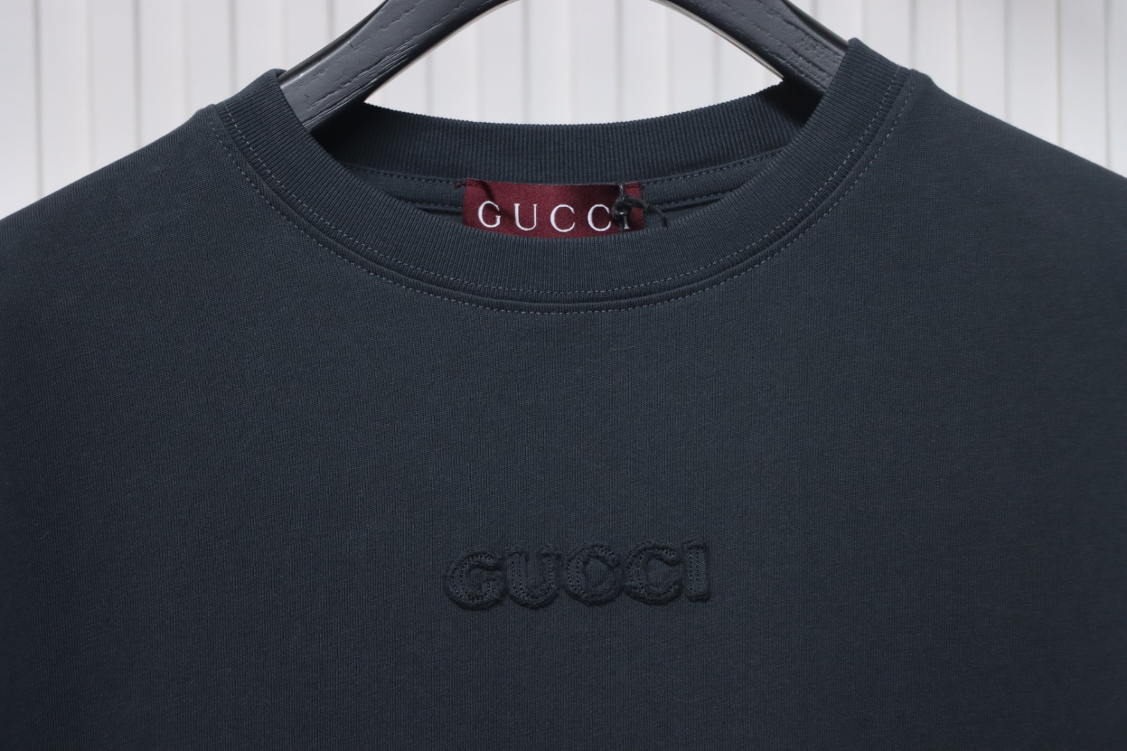 Gucci 25ss chest embroidered patch small logo short sleeves ash grey