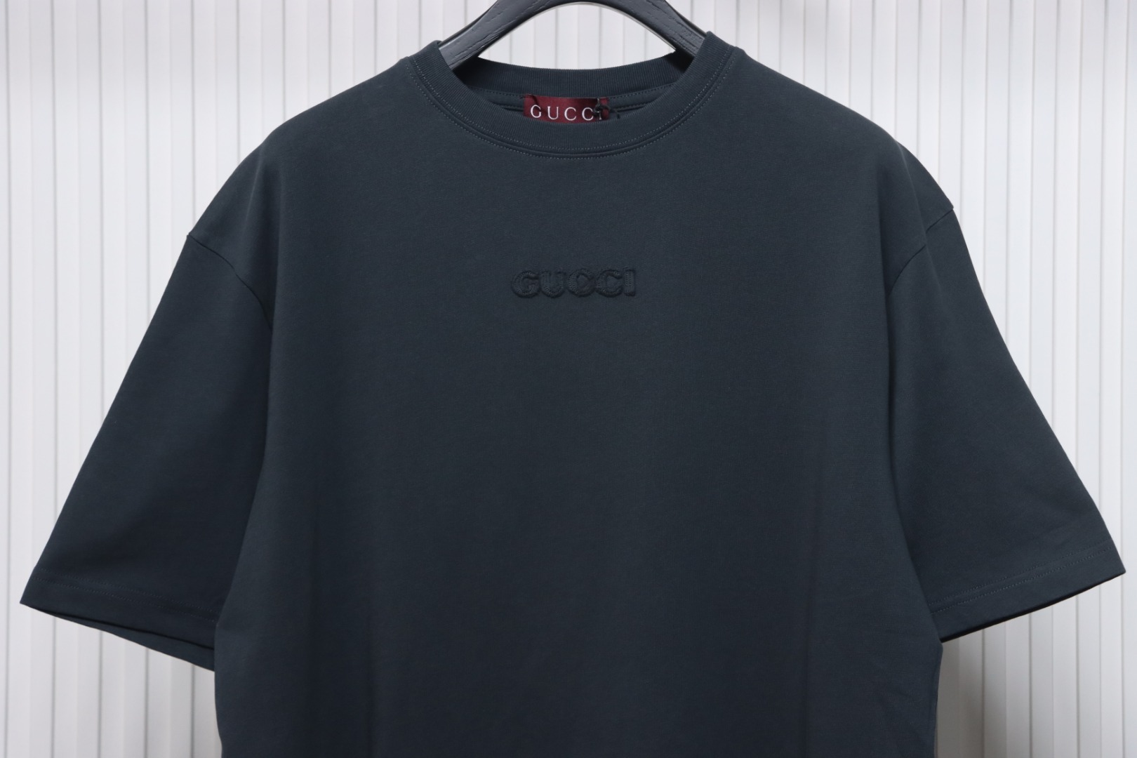 Gucci 25ss chest embroidered patch small logo short sleeves ash grey