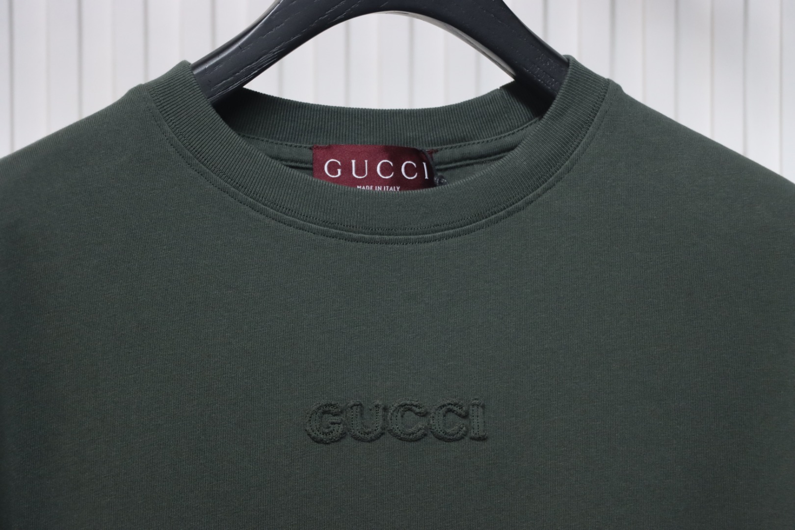 Gucci 25ss chest embroidered patch small logo short sleeves Green