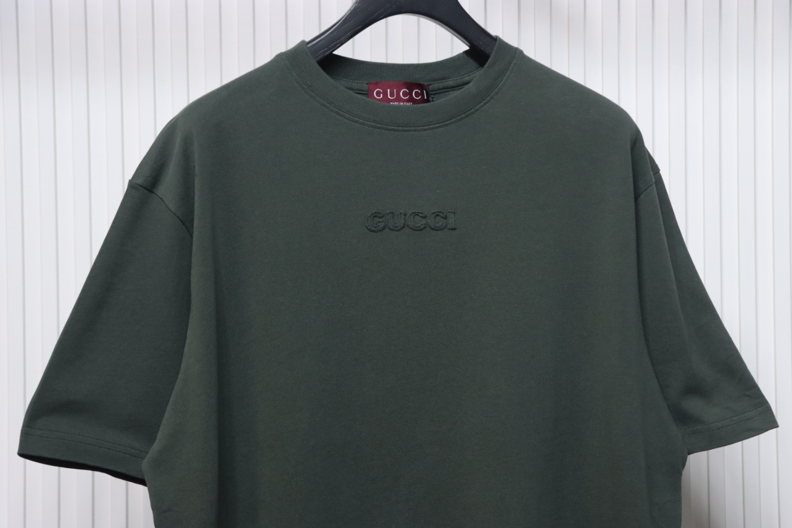Gucci 25ss chest embroidered patch small logo short sleeves Green