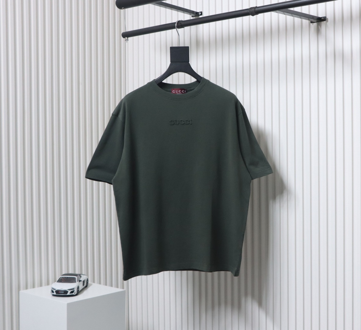 Gucci 25ss chest embroidered patch small logo short sleeves Green