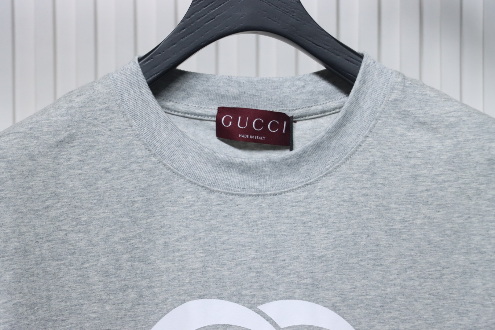 Gucci 25ss Double G print and Gucci red and green foam print short-sleeved T-shirt Grey