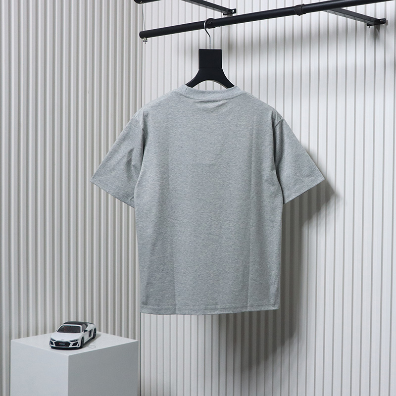 Gucci 25ss Double G print and Gucci red and green foam print short-sleeved T-shirt Grey