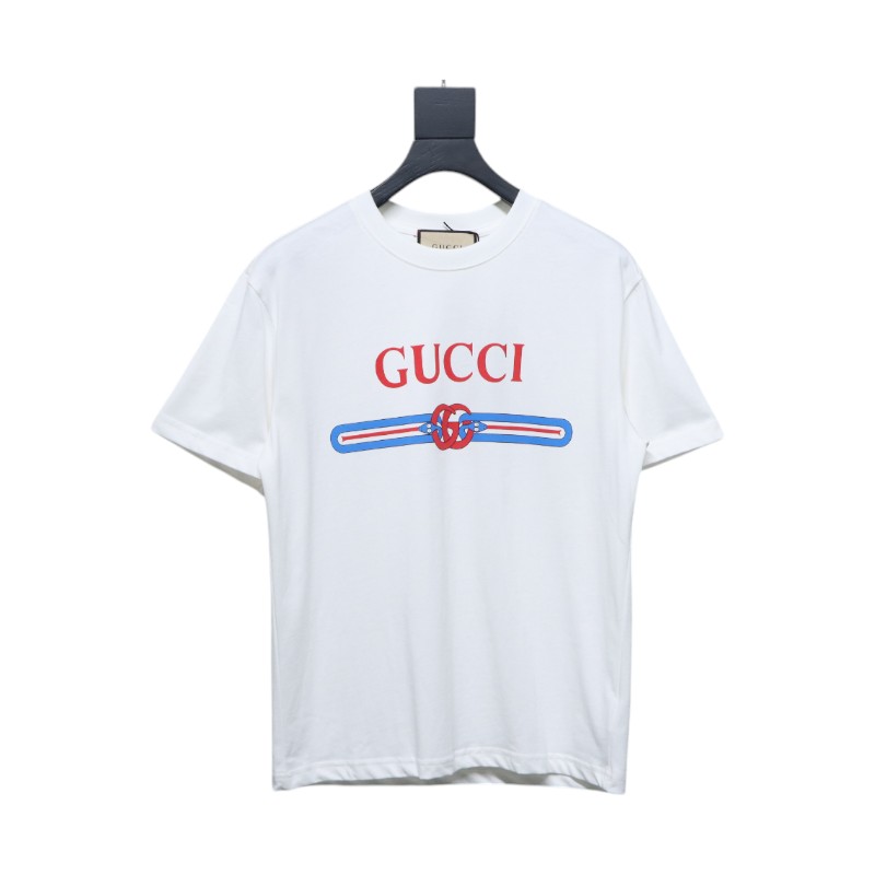 Gucci 25ss Double G Snake Year Belt Printed Short Sleeve White