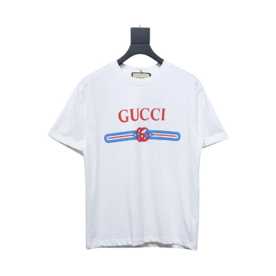 Gucci 25ss Double G Snake Year Belt Printed Short Sleeve White 01