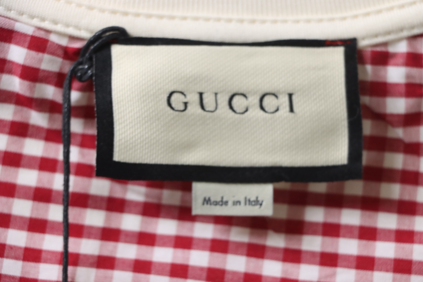 Gucci 25ss Embroidered Double G Check Collar Short Sleeve T-Shirt Beige