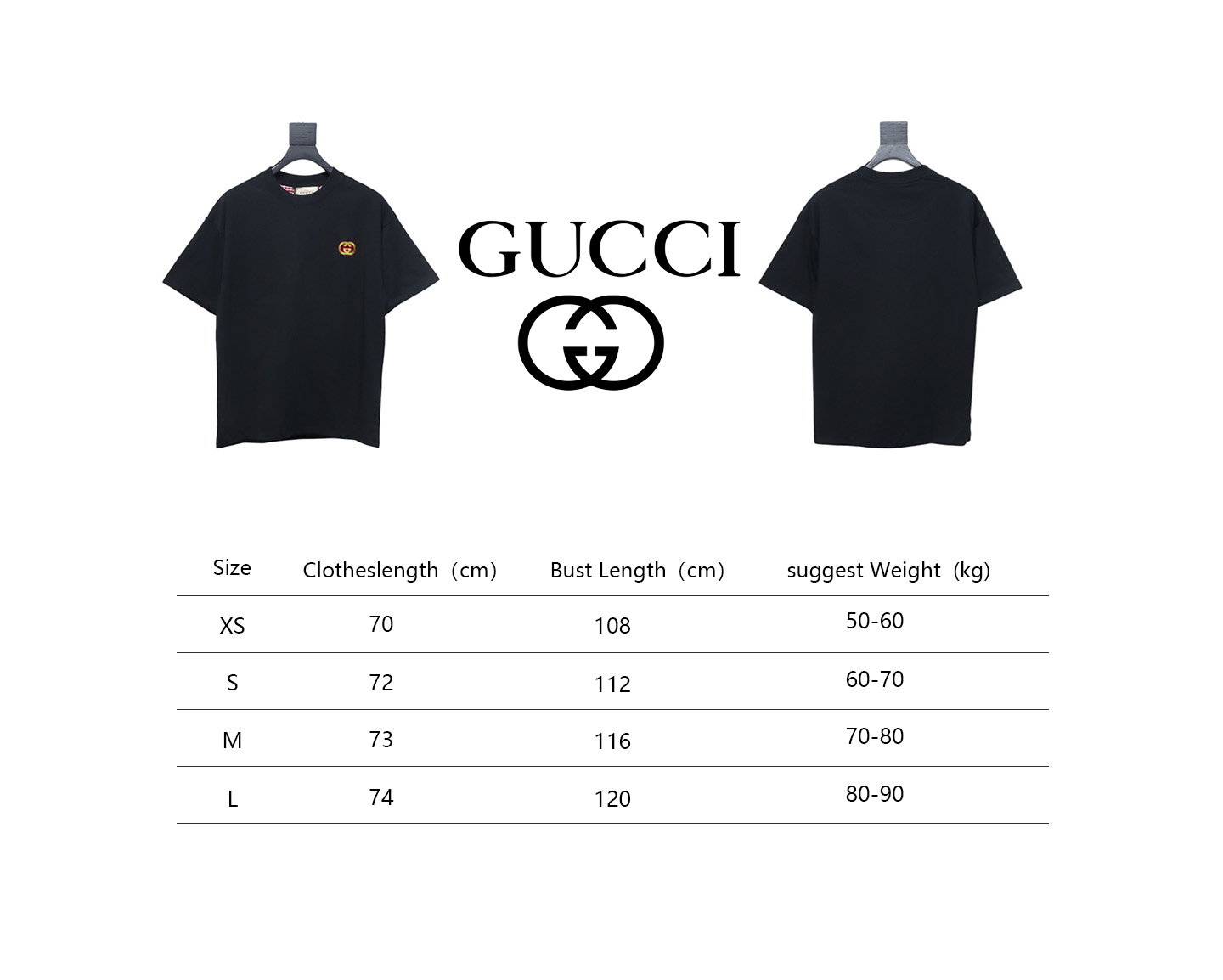Gucci 25ss Embroidered Double G Check Collar Short Sleeve T-Shirt Black