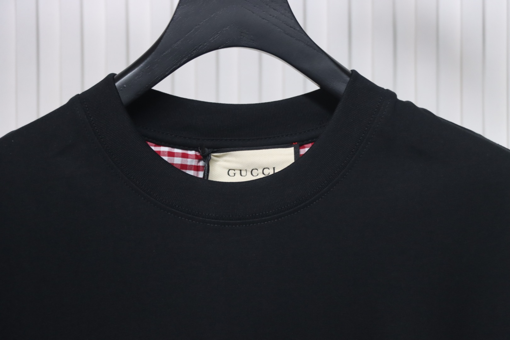 Gucci 25ss Embroidered Double G Check Collar Short Sleeve T-Shirt Black