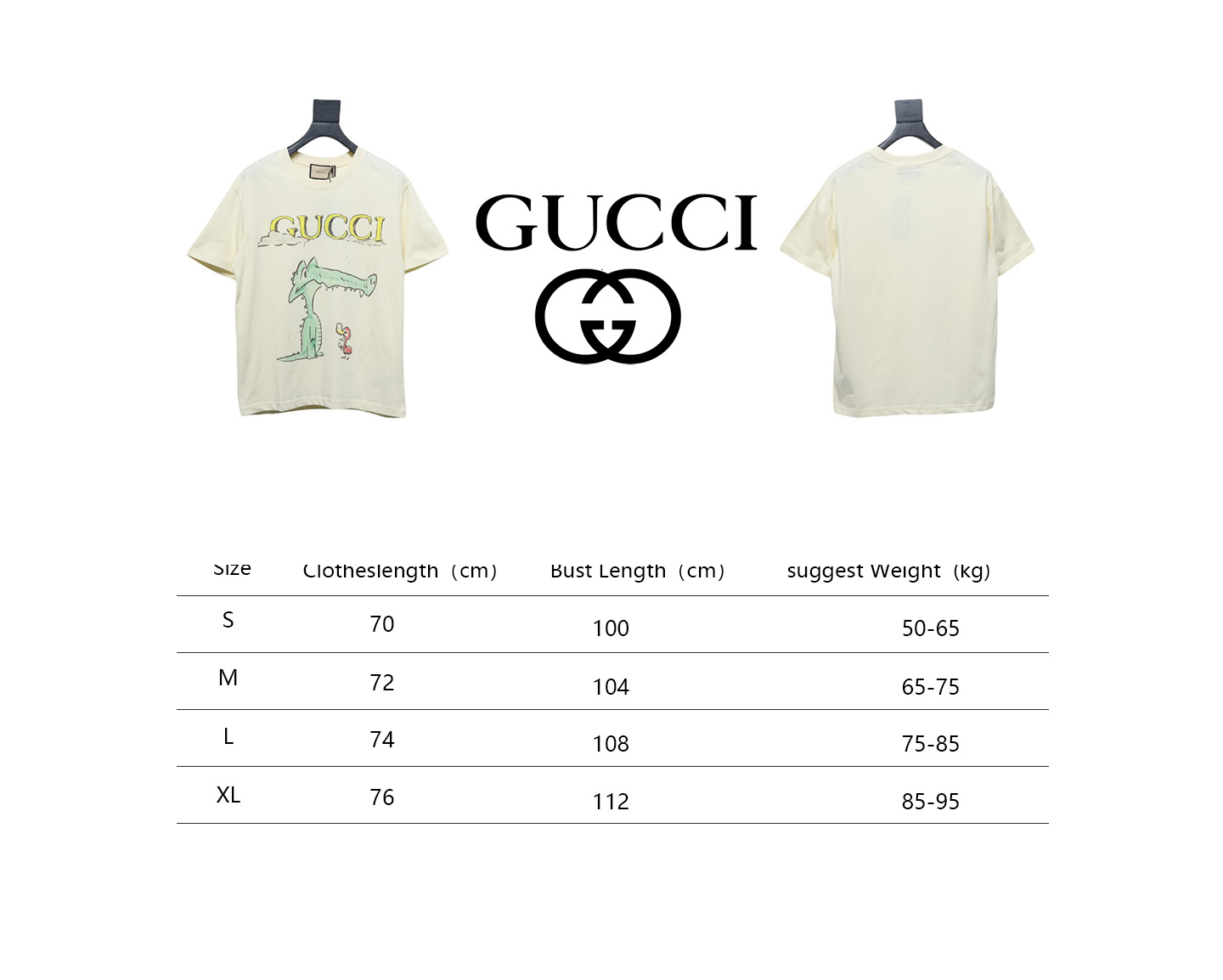 Gucci 25ss Funny Cartoon Series Printed Short Sleeve Little Alligator