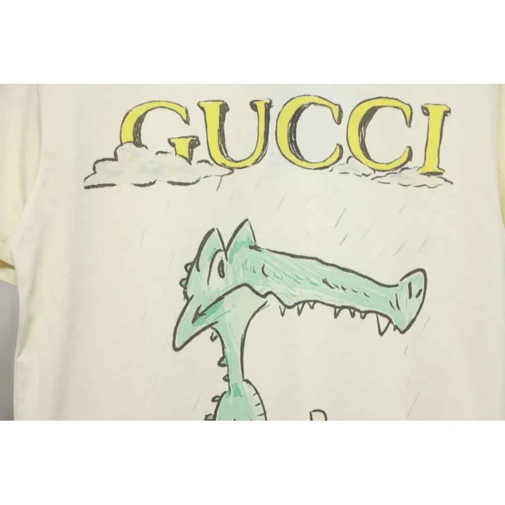 Gucci 25ss Funny Cartoon Series Printed Short Sleeve Little Alligator