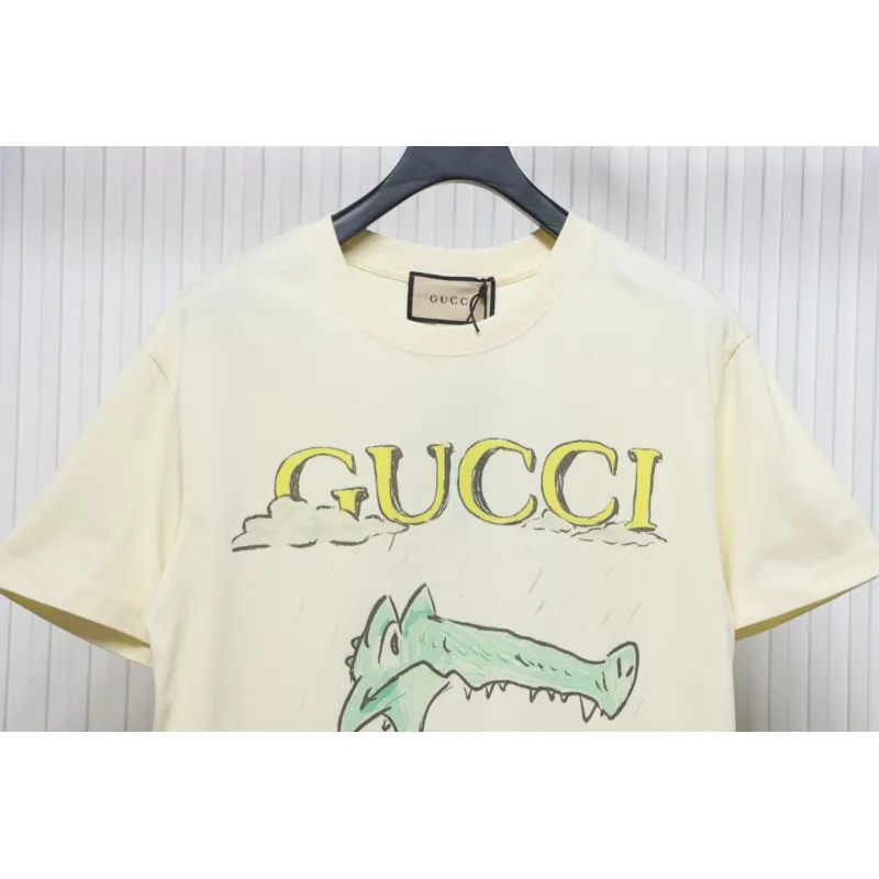 Gucci 25ss Funny Cartoon Series Printed Short Sleeve Little Alligator