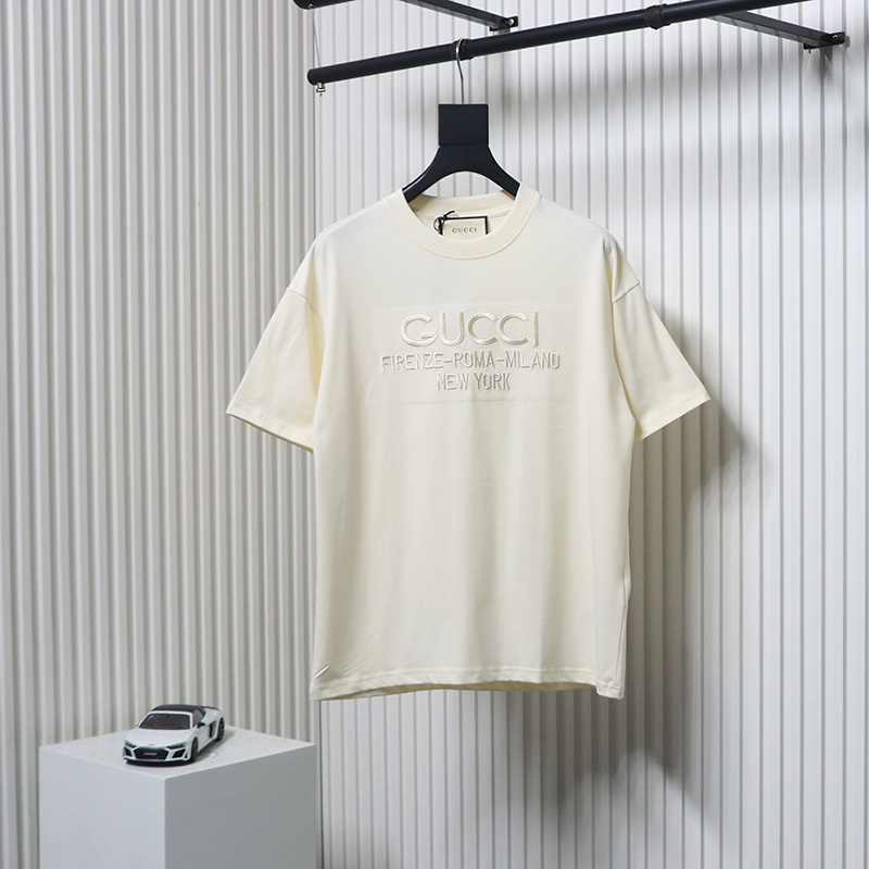 Gucci 25ss Obscure Gucci City Embroidery Short Sleeve T-Shirt Beige