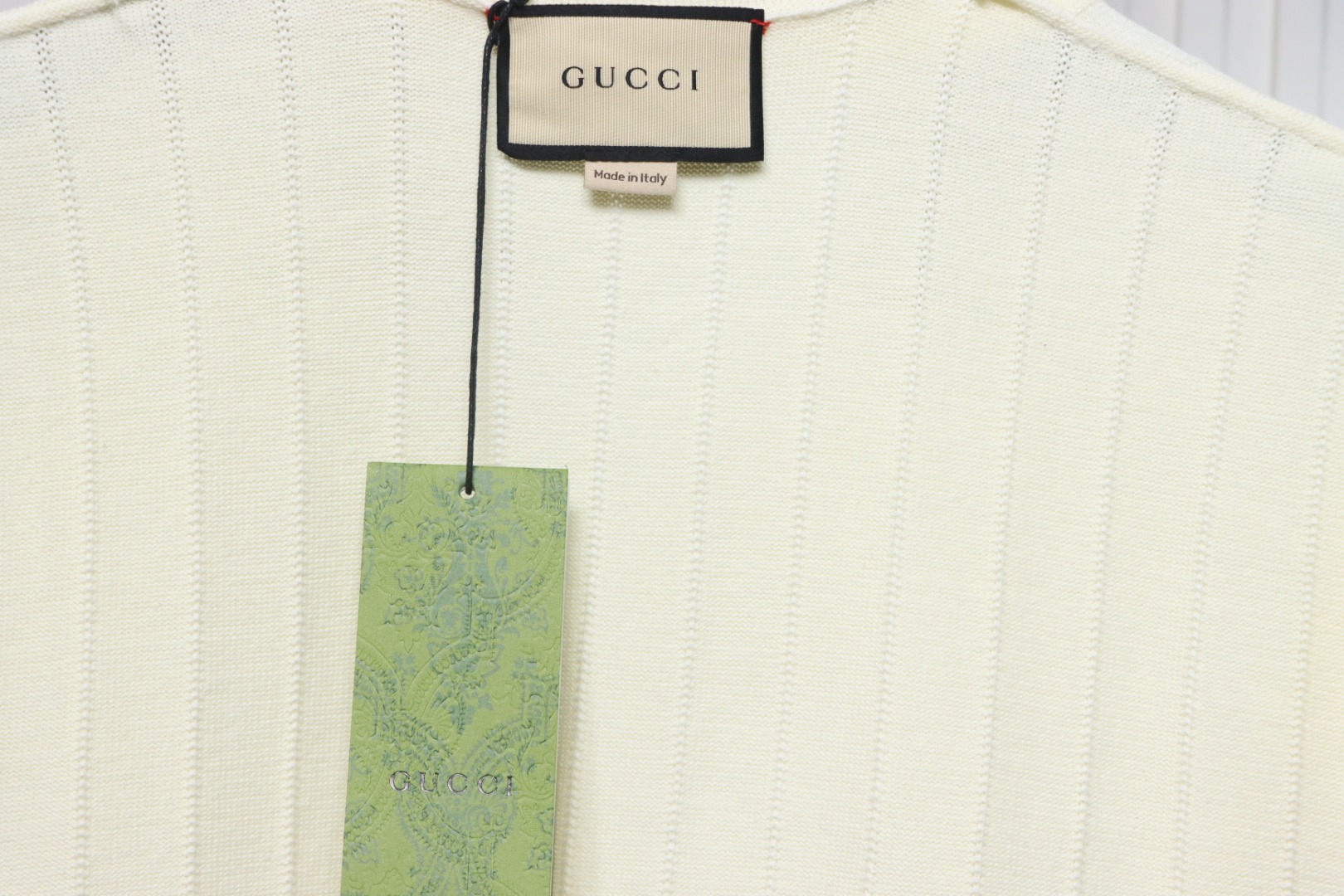 Gucci 25ss Pocket Embroidery Knitted Polo Short Sleeve Beige