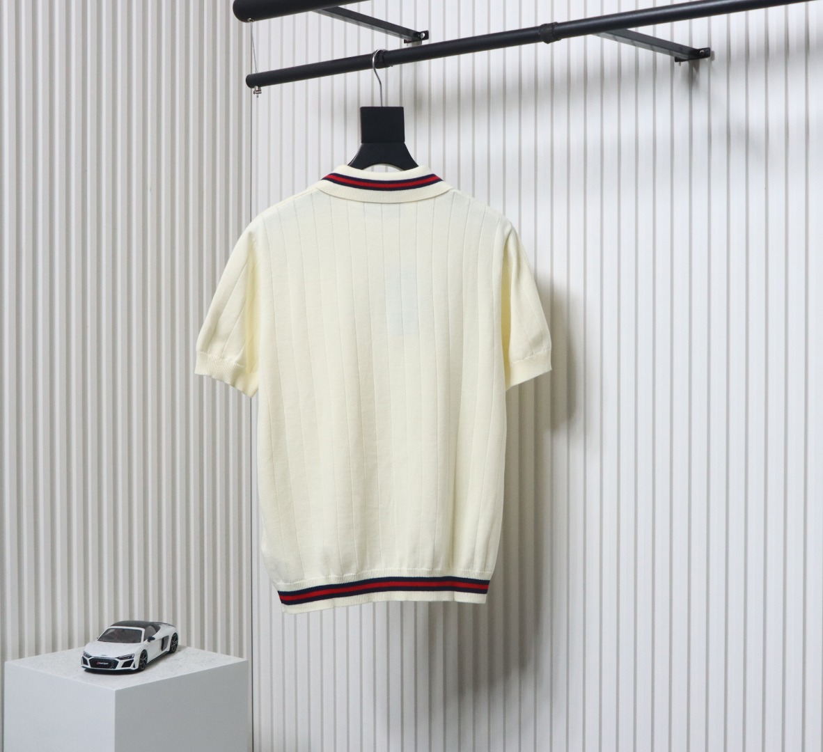 Gucci 25ss Pocket Embroidery Knitted Polo Short Sleeve Beige