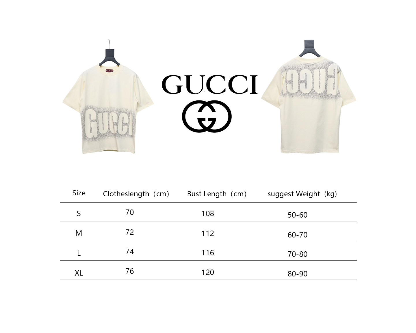 Gucci 25ss Printed Logo Short Sleeve T-shirt Beige