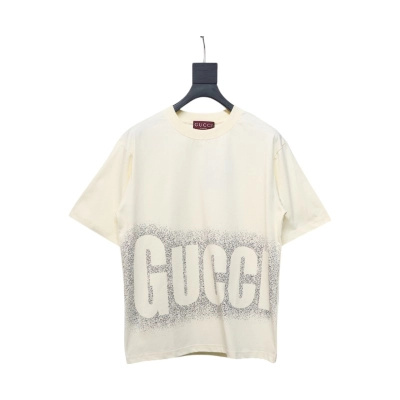 Gucci 25ss Printed Logo Short Sleeve T-shirt Beige 01