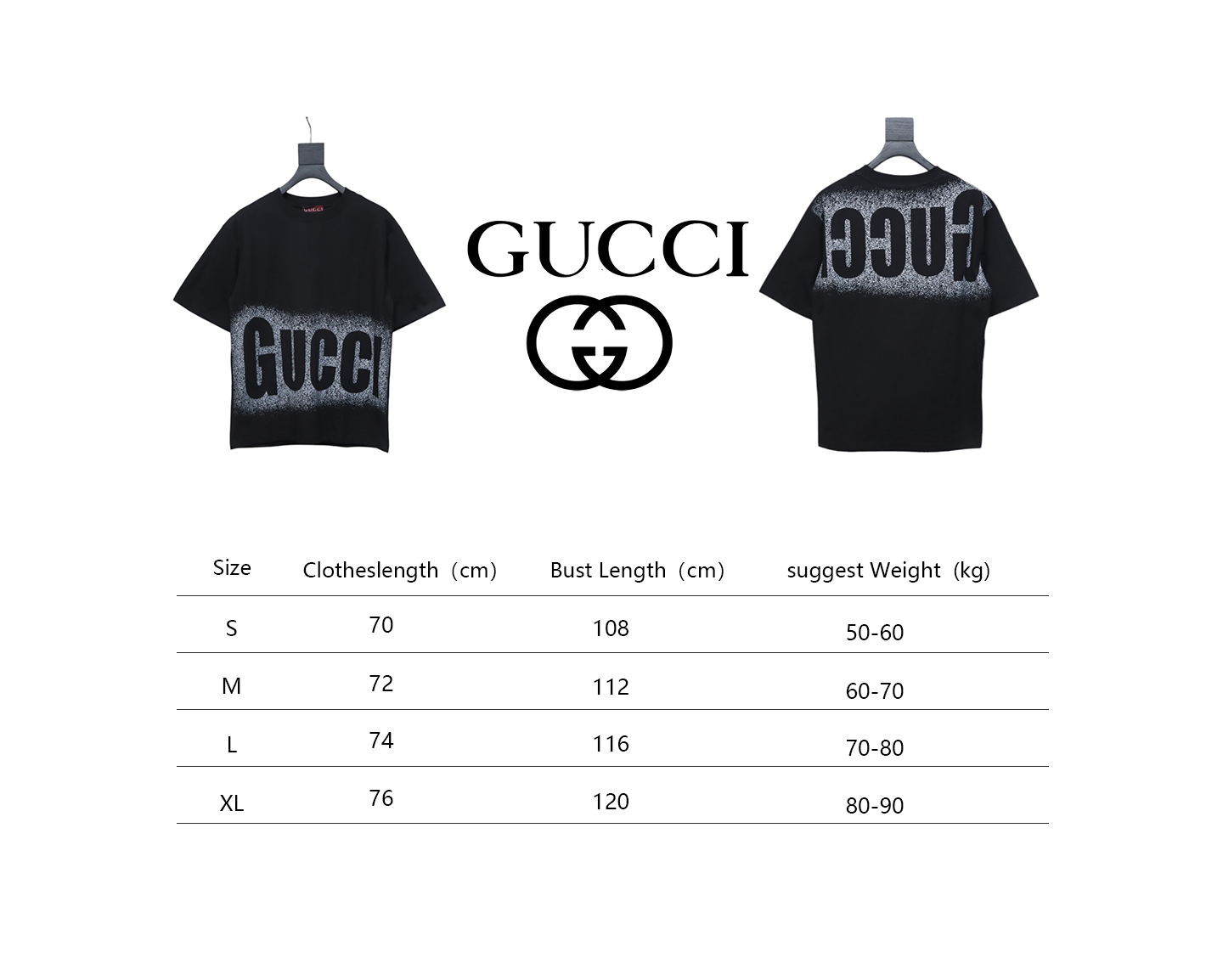 Gucci 25ss Printed Logo Short Sleeve T-shirt Black