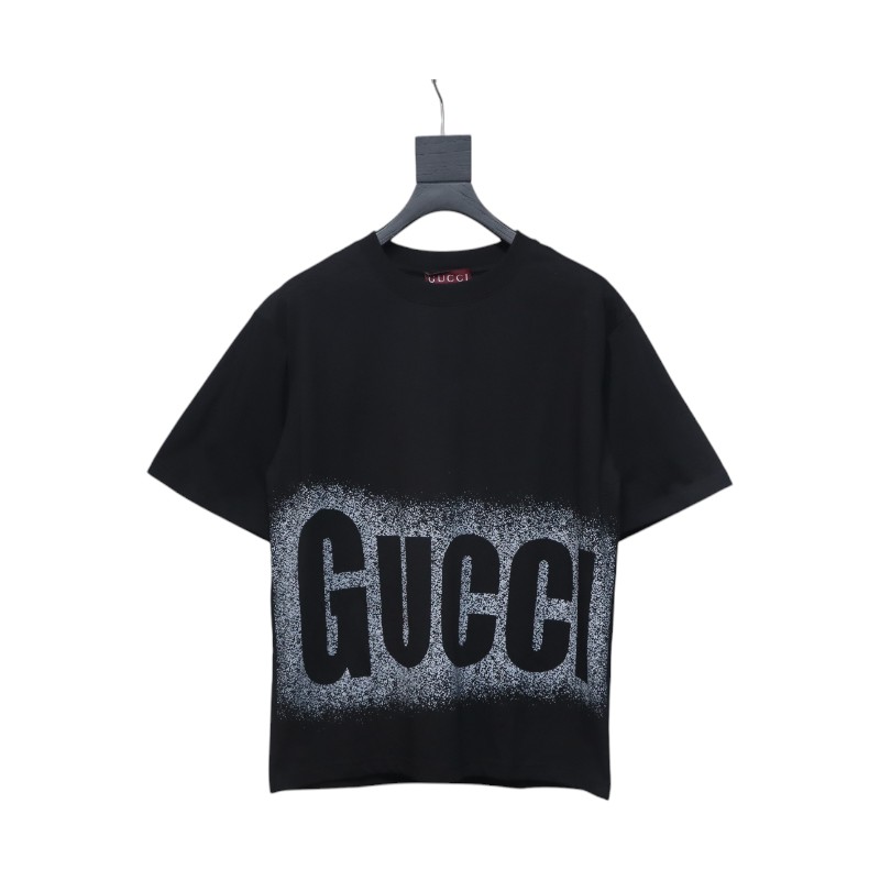 Gucci 25ss Printed Logo Short Sleeve T-shirt Black