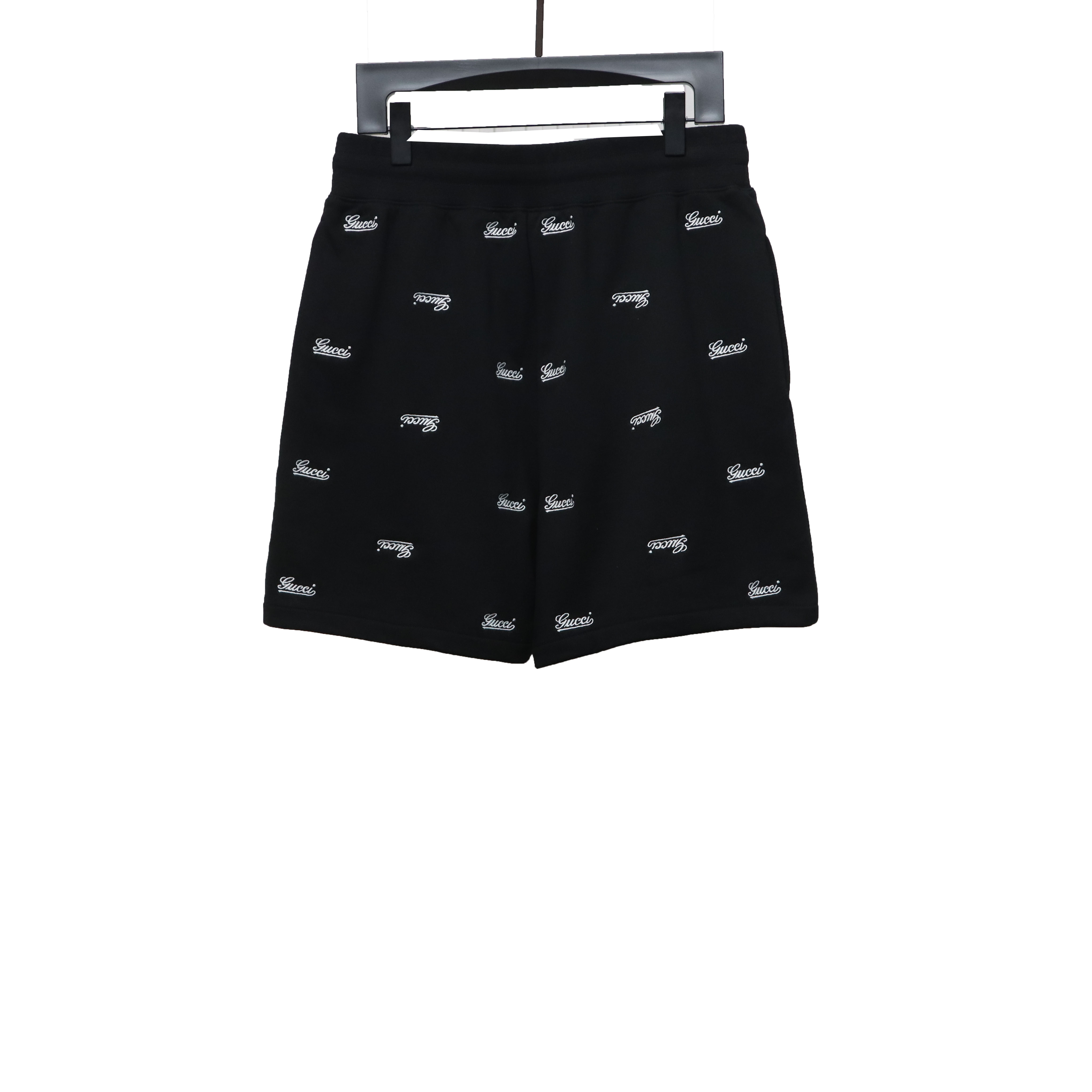 Gucci all over embroidered logo shorts black