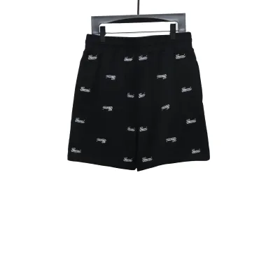 Gucci all over embroidered logo shorts black 02