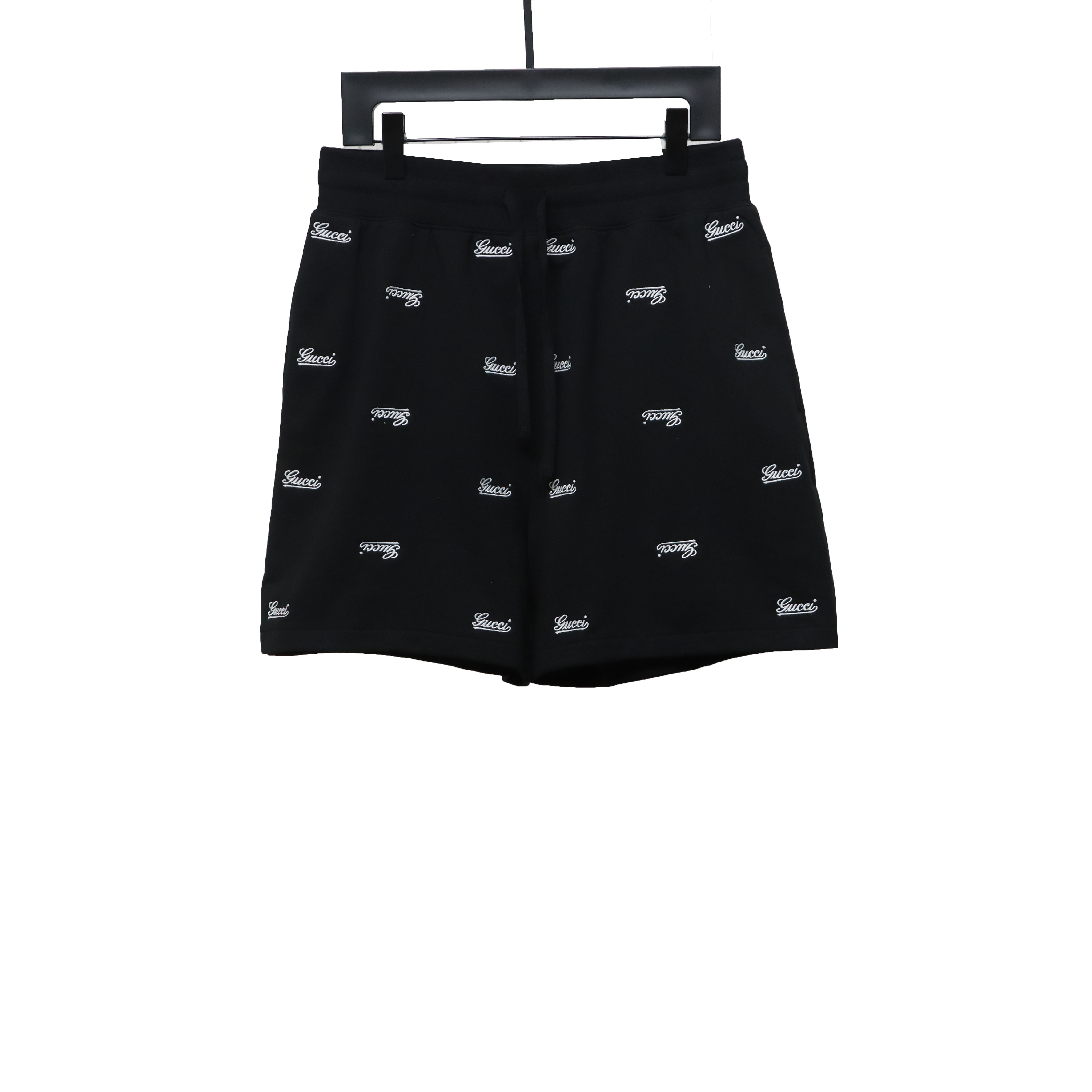 Gucci all over embroidered logo shorts black