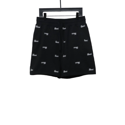 Gucci all over embroidered logo shorts black 01