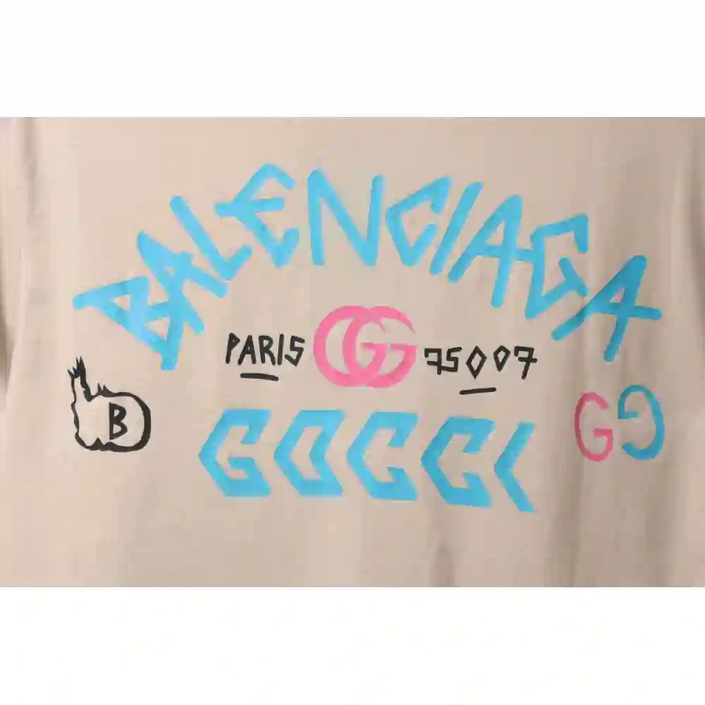 Gucci and Balenciaga double LOGO embroidered short sleeves