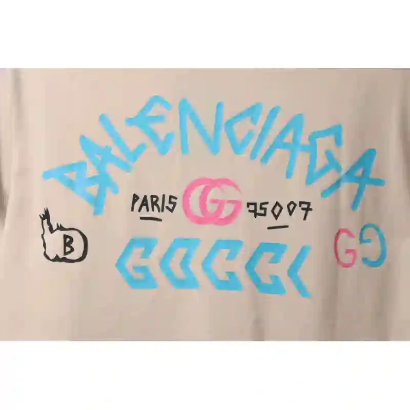 Gucci and Balenciaga double LOGO embroidered short sleeves