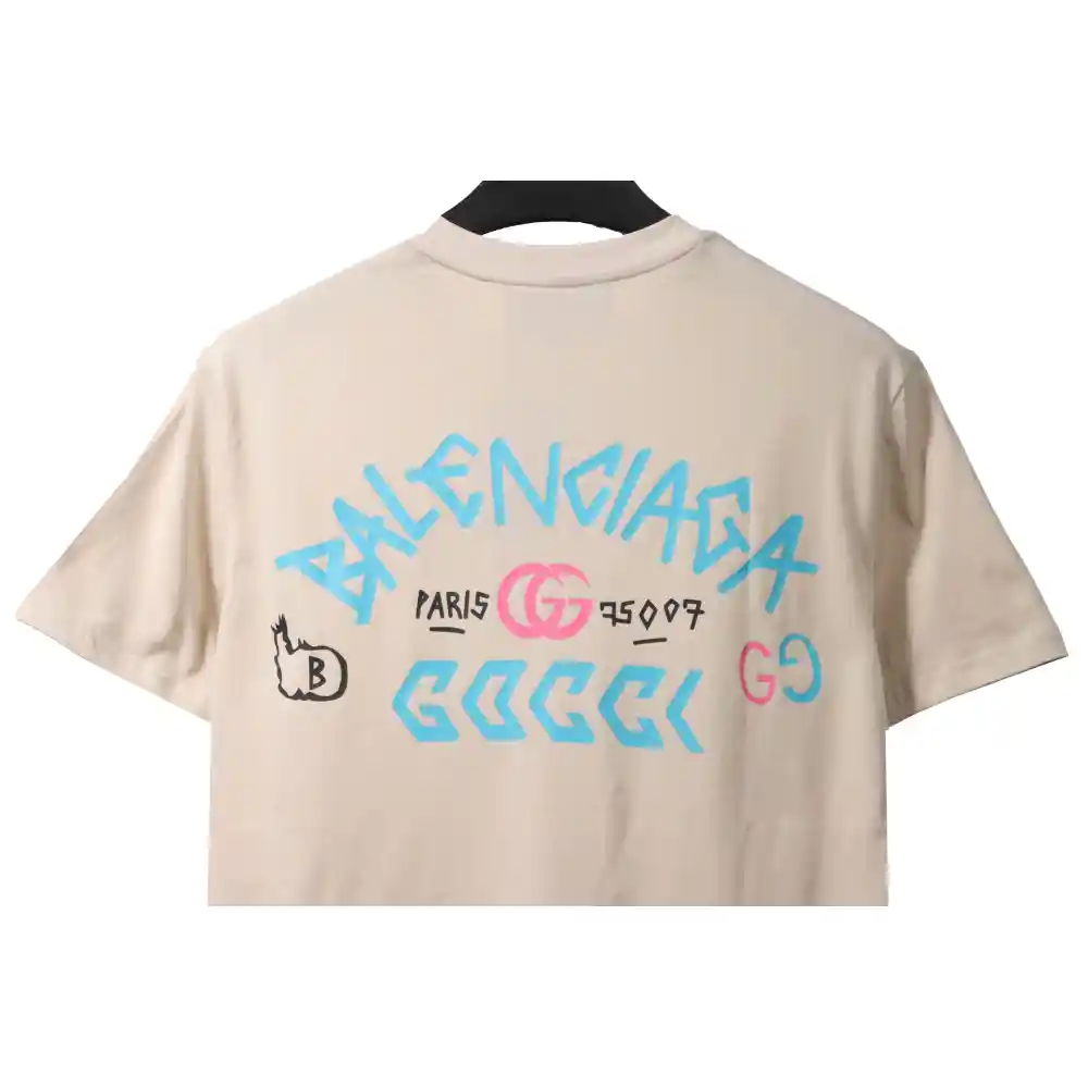 Gucci and Balenciaga double LOGO embroidered short sleeves