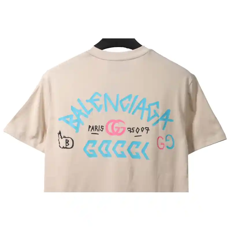 Gucci and Balenciaga double LOGO embroidered short sleeves