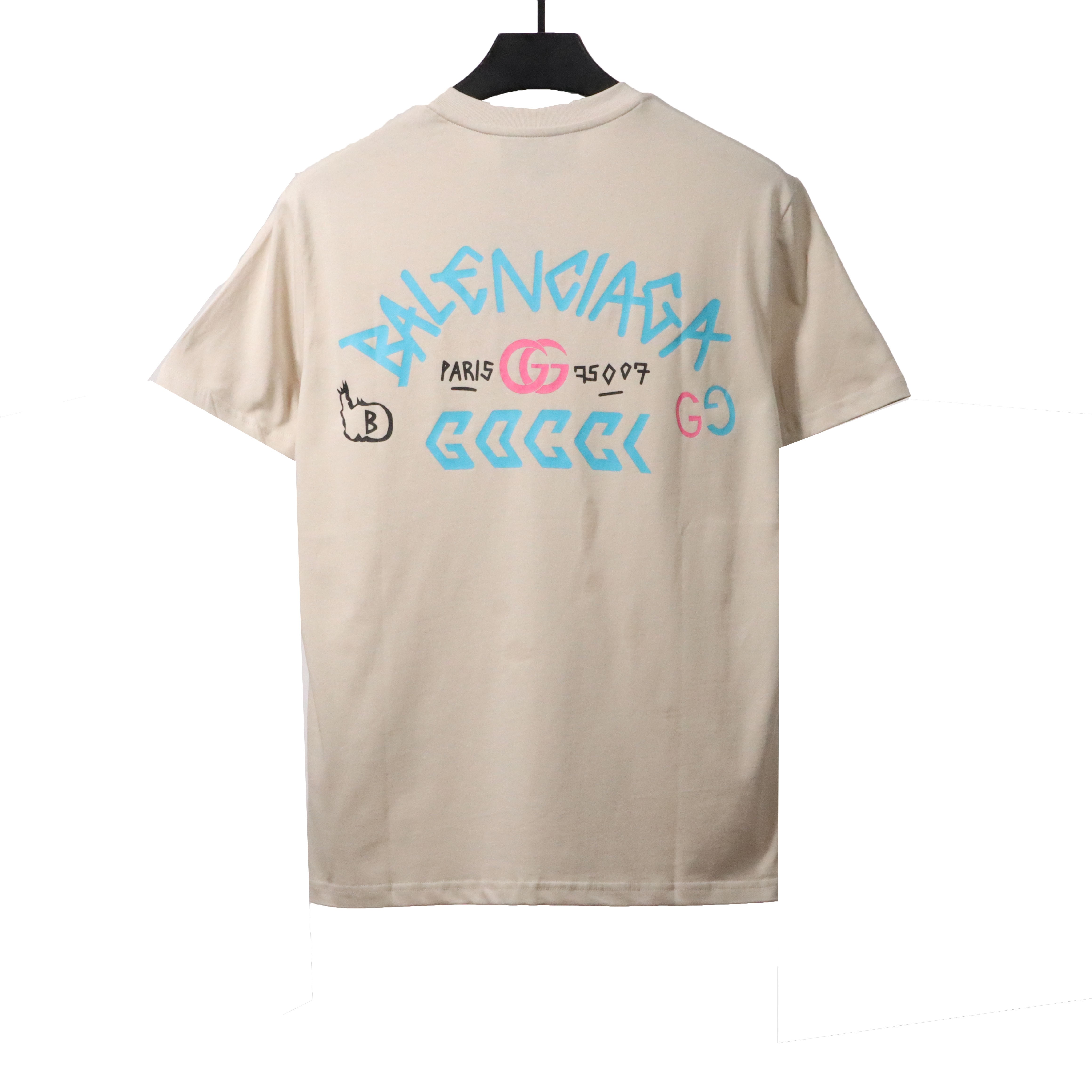 Gucci and Balenciaga double LOGO embroidered short sleeves