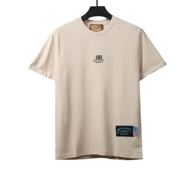 Gucci and Balenciaga double LOGO embroidered short sleeves 01
