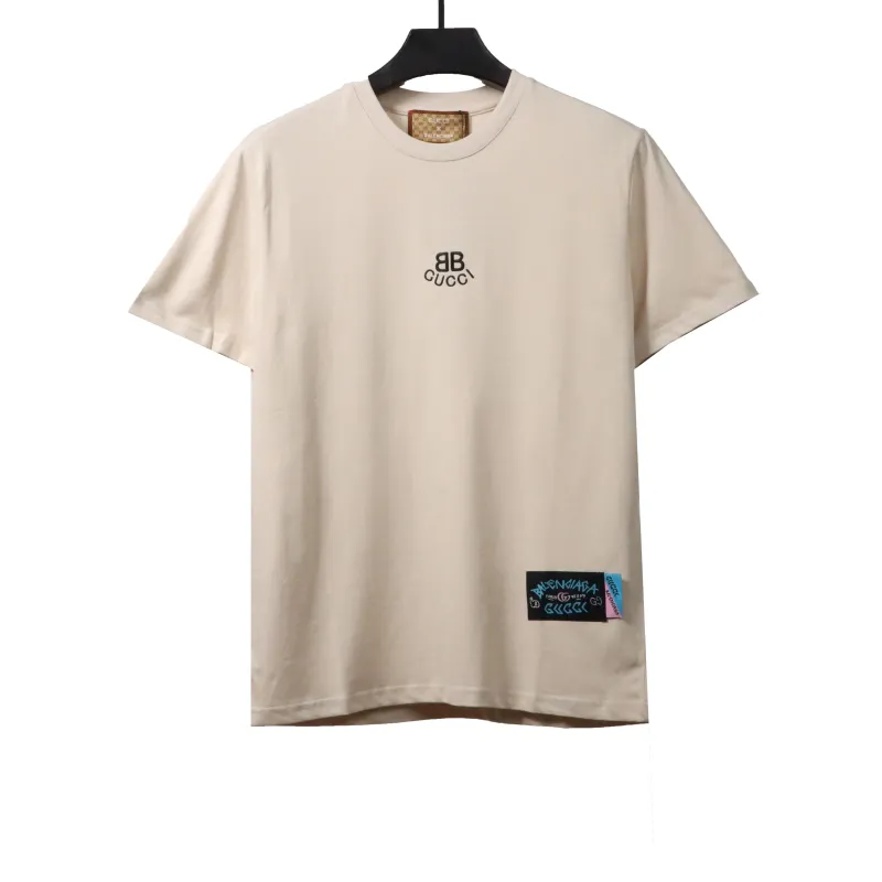 Gucci and Balenciaga double LOGO embroidered short sleeves