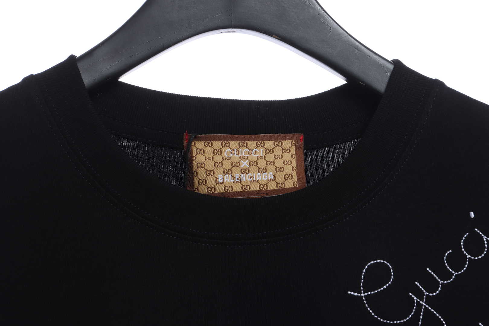 Gucci and Balenciaga embroidered graffiti print short sleeves  black
