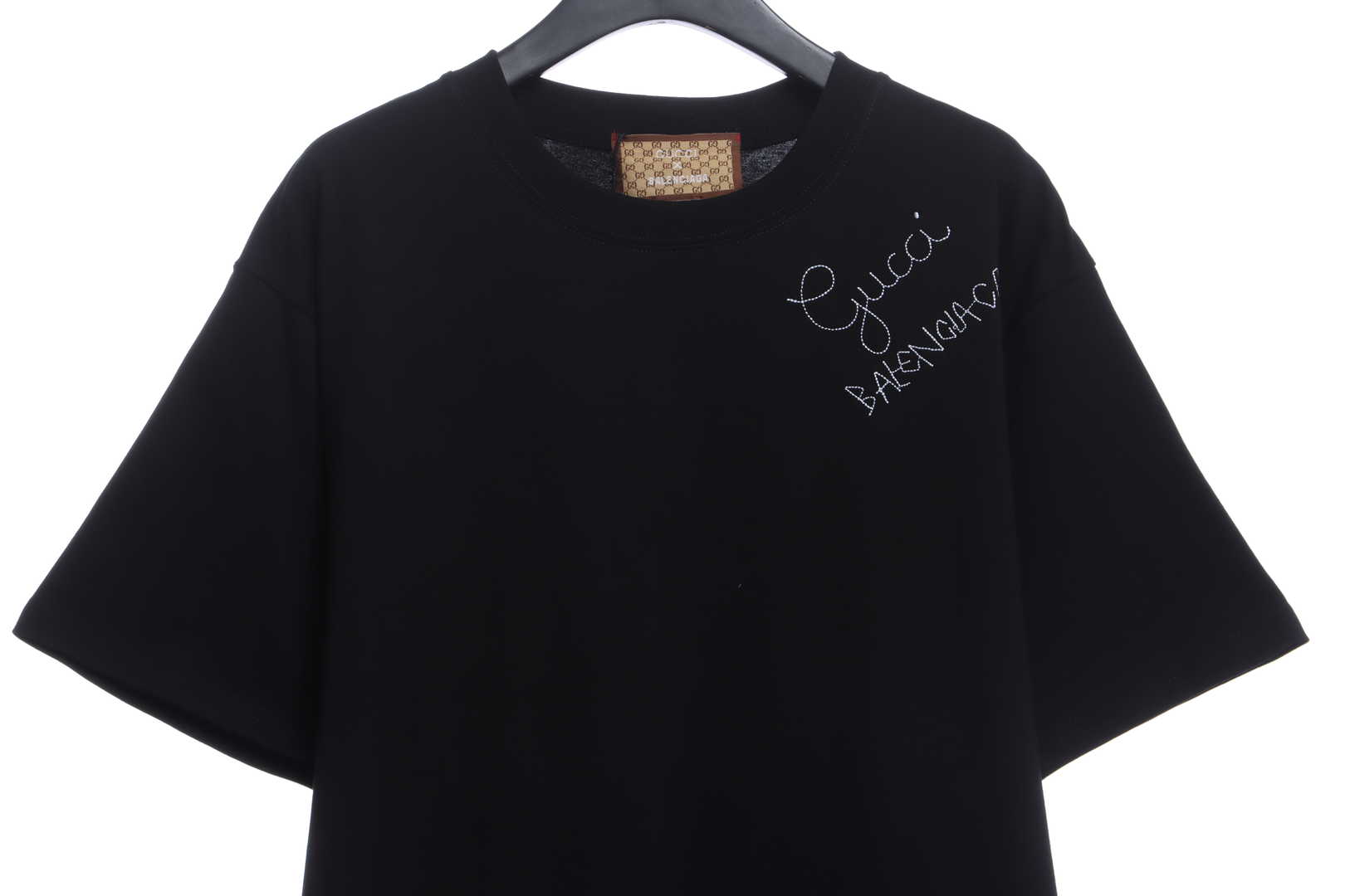Gucci and Balenciaga embroidered graffiti print short sleeves  black