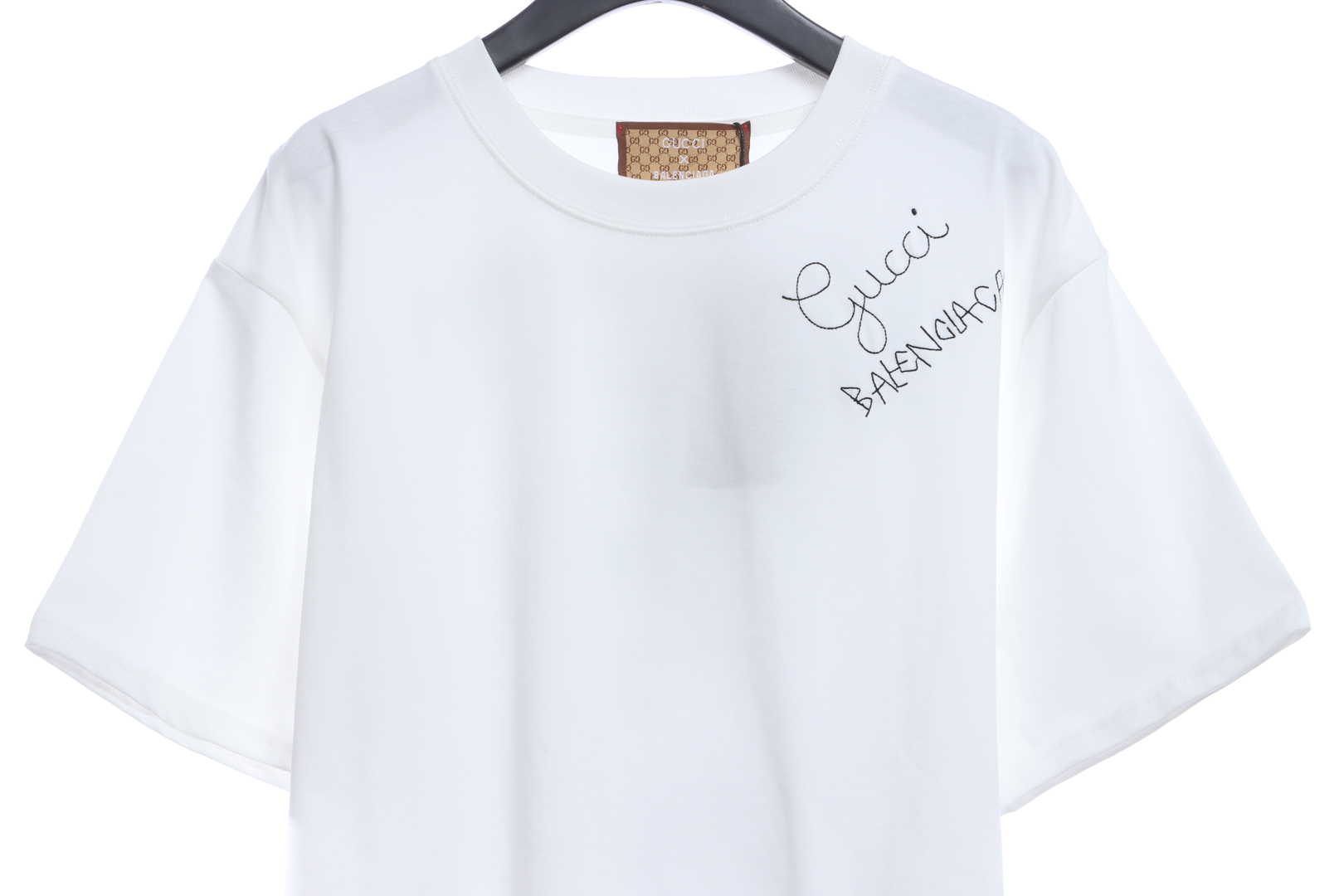 Gucci and Balenciaga embroidered graffiti print short sleeves  White