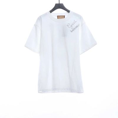 Gucci and Balenciaga embroidered graffiti print short sleeves  White 02