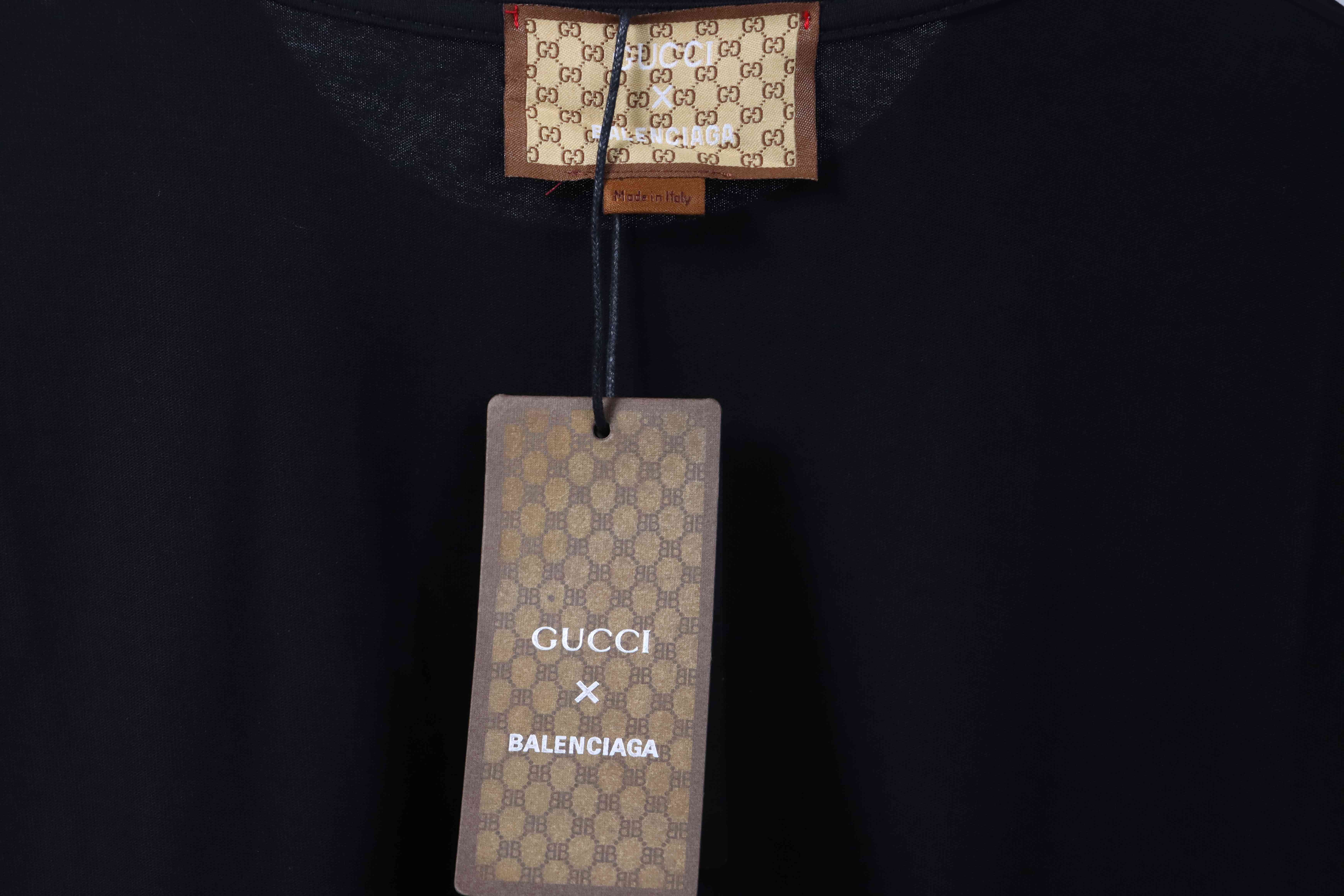 Gucci and Balenciaga hollow letter short sleeve black (special price)