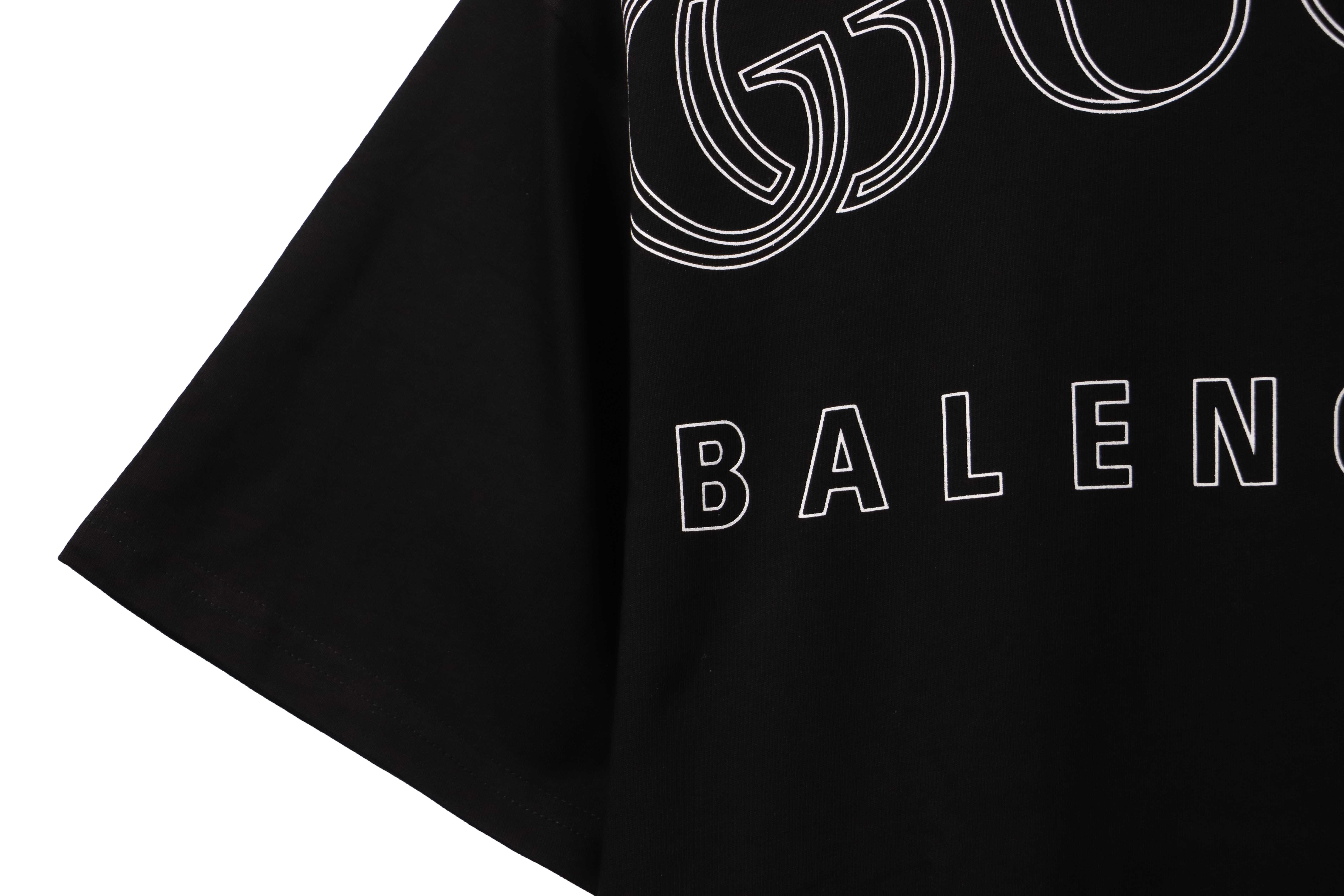 Gucci and Balenciaga hollow letter short sleeve black (special price)