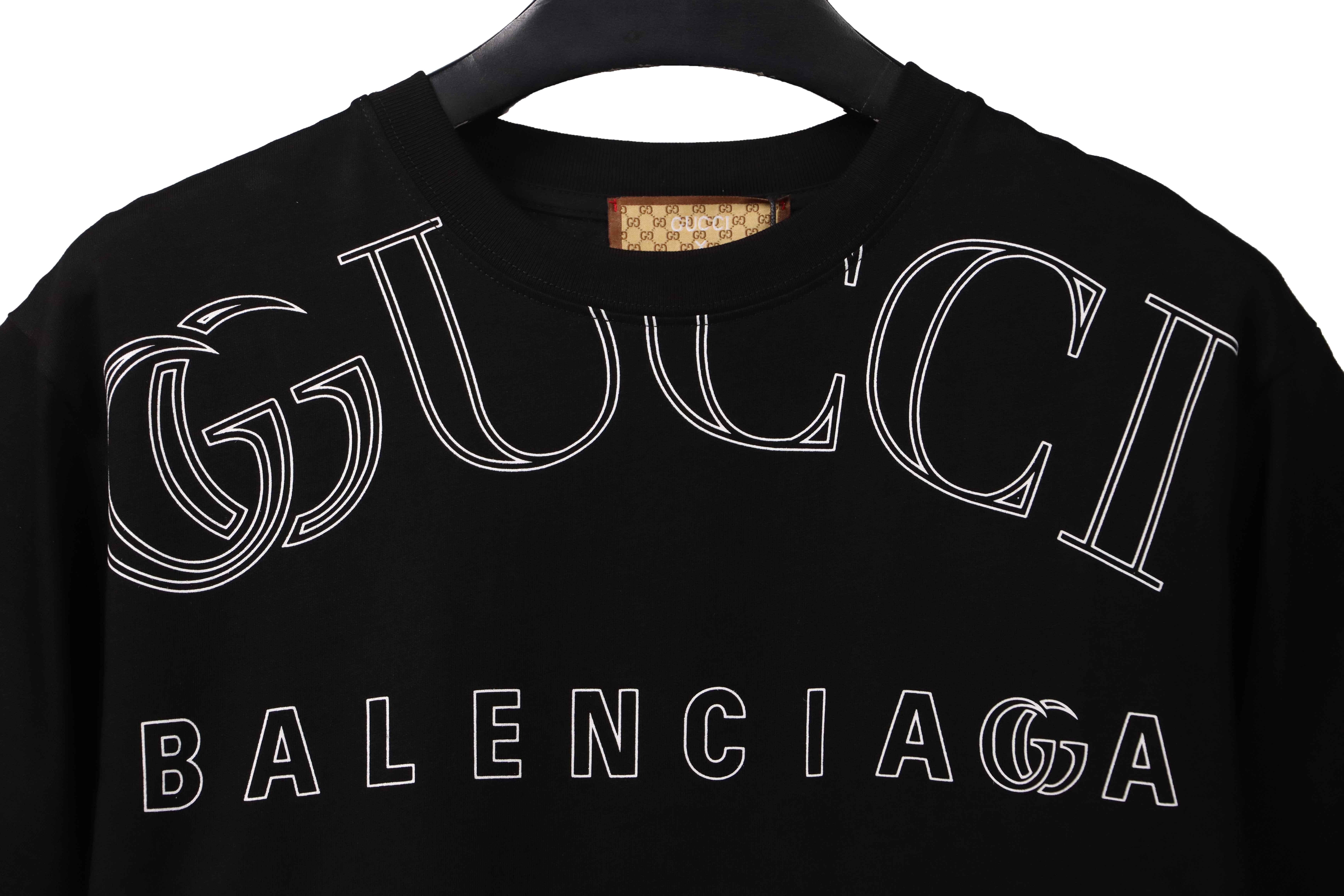 Gucci and Balenciaga hollow letter short sleeve black (special price)
