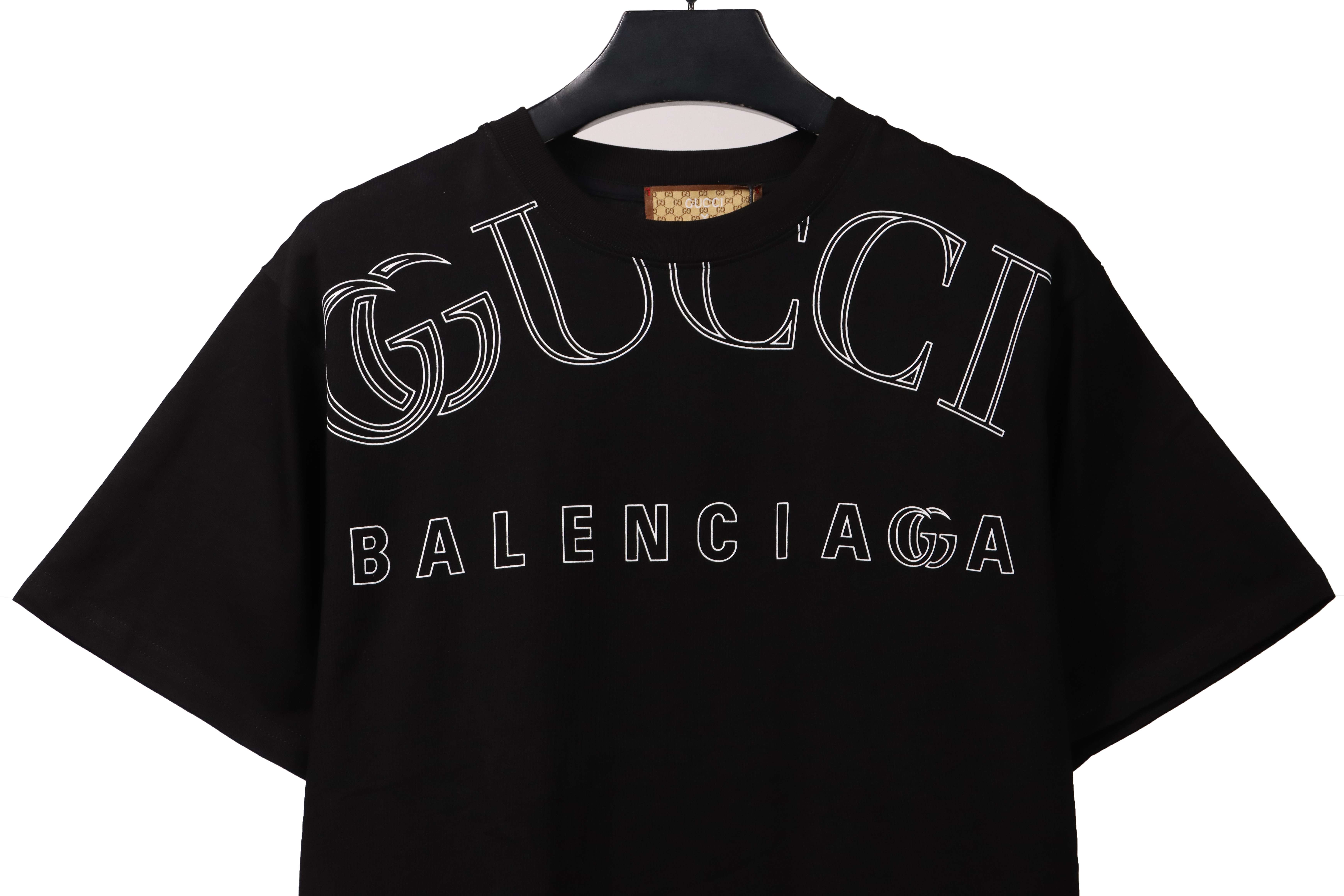Gucci and Balenciaga hollow letter short sleeve black (special price)